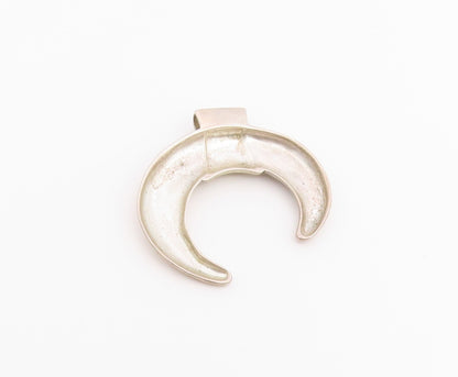 925 Sterling Silver Vintage Pendant Modernist Hammered Crescent Moon  PT26512