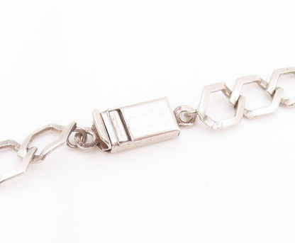925 Sterling Silver Vintage Necklace Minimalist Statement Curb Chain   NE4681