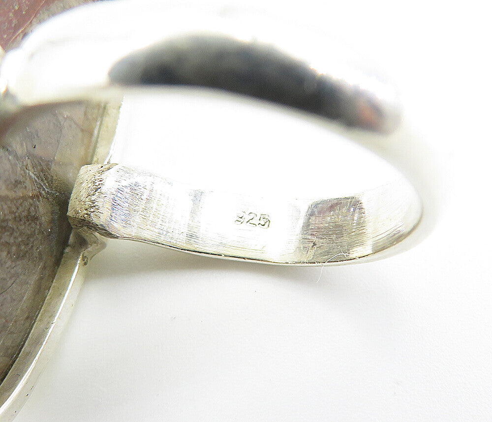 925 Sterling Silver Cabochon Multi Color Jasper Cocktail Ring Sz 8 RG8220