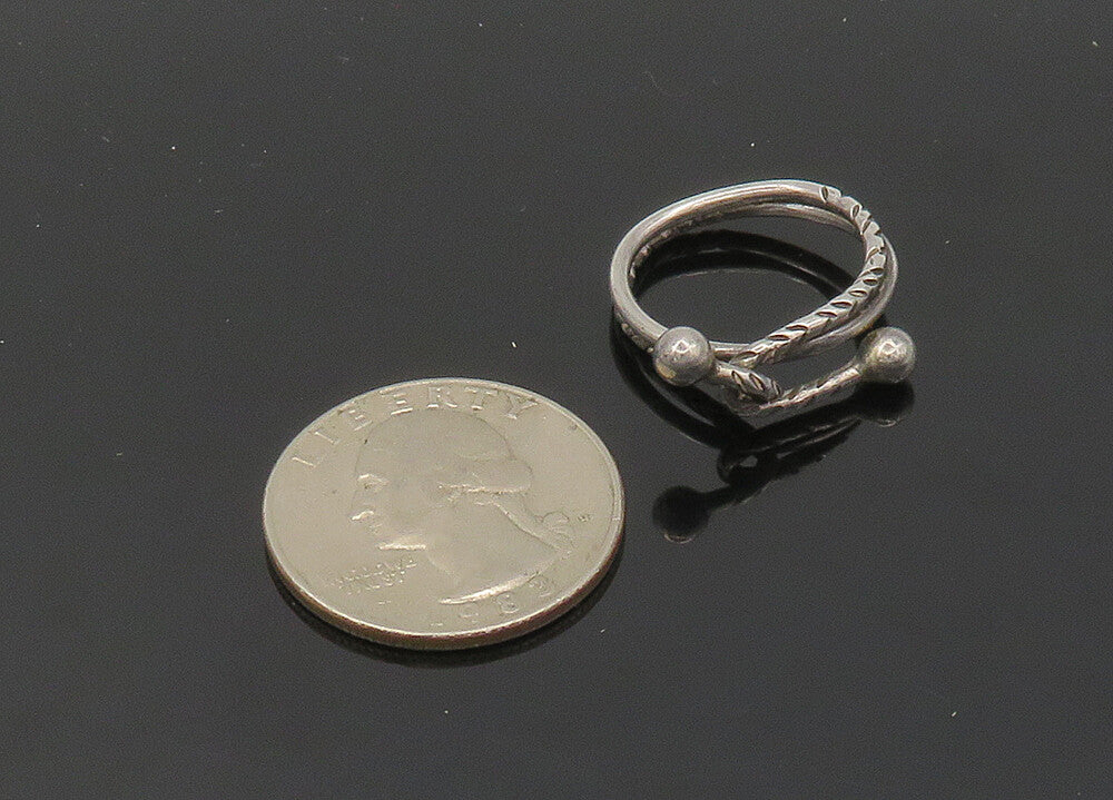 925 Sterling Silver  Vintage Etched Detail Bypass Style Band Ring Sz 6 RG20313