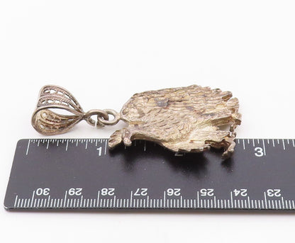 925 Sterling Silver  Vintage Shiny Diamond Cut Eagle Motif Pendant  PT15228