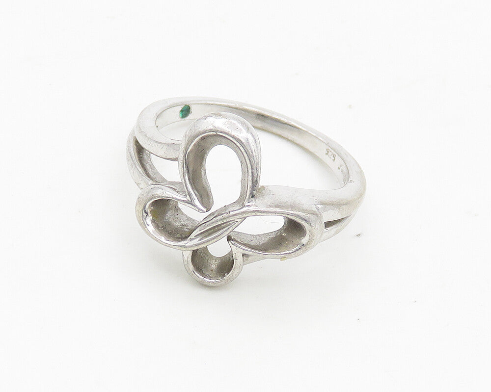 JWBR 925 Silver  Vintage Emerald Accented Butterfly Band Ring Sz 7  RG18466