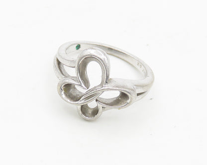 JWBR 925 Silver  Vintage Emerald Accented Butterfly Band Ring Sz 7  RG18466