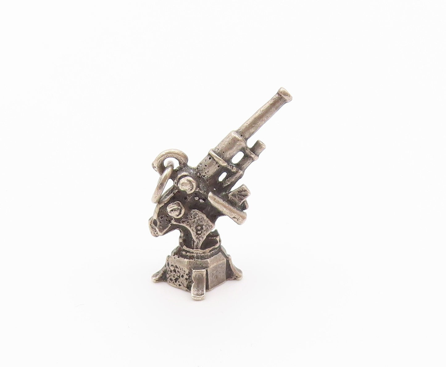 925 Sterling Silver  Vintage Missile Launcher Motif Charm Pendant  PT21837