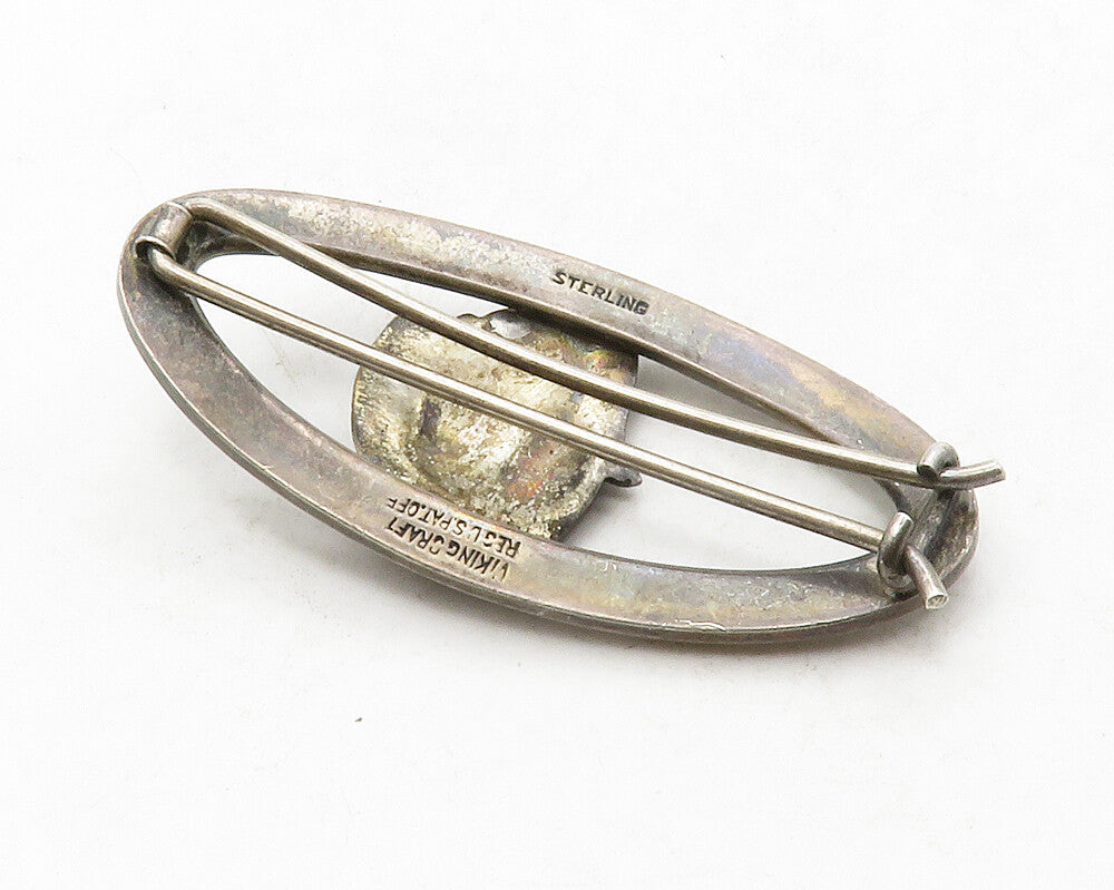 VIKING CRAFT 925 Silver  Vintage Dark Tone Floral Leaves Brooch Pin  BP5084