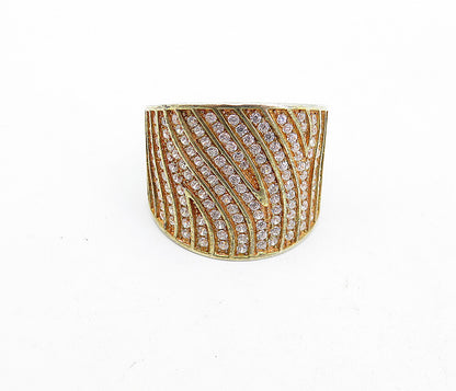925 Sterling Silver  Topaz Gold Plated Swirl Tapered Band Ring Sz 7  RG4616
