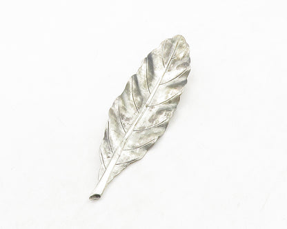 925 Sterling Silver  Vintage Dark Tone Single Leaf Motif Brooch Pin  BP5094