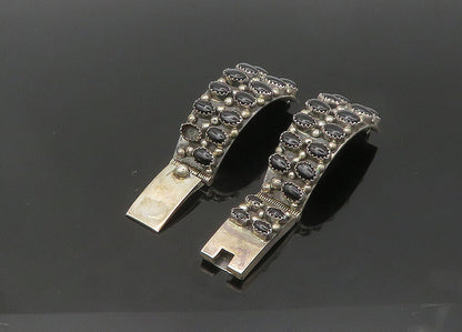 NAVAJO 925 Sterling Silver Vintage Black Onyx Watch Clips Straps TR2988