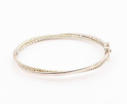 925 Sterling Silver  Vintage 2 Twisted Rope Round Sapphire Bracelet  BT9889