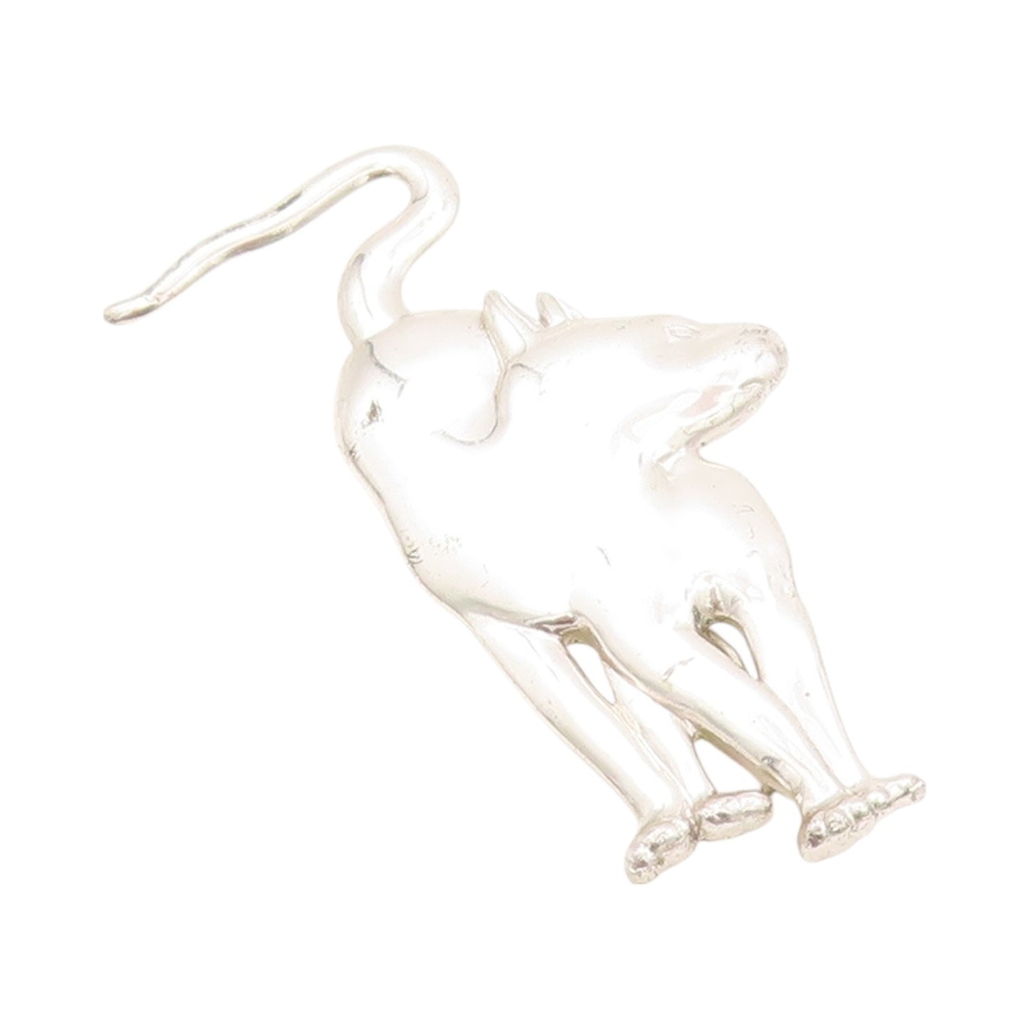 925 Sterling Silver Vintage Brooch MFA Solid Walking Cat Cutout  BP11573