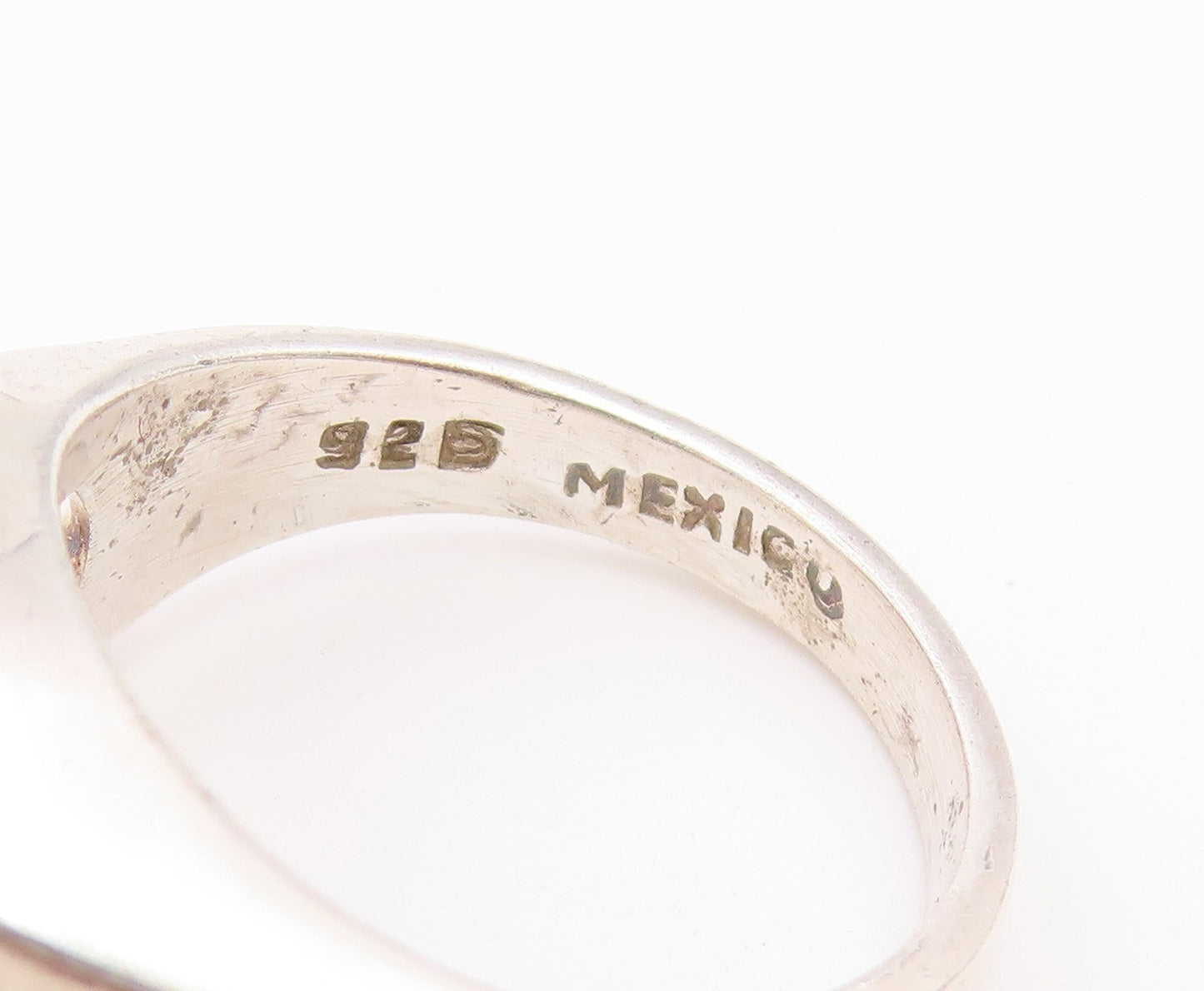 925 Sterling Silver Vintage Ring MEXICO Modernist Round CZ Band  Sz 7  RG36749