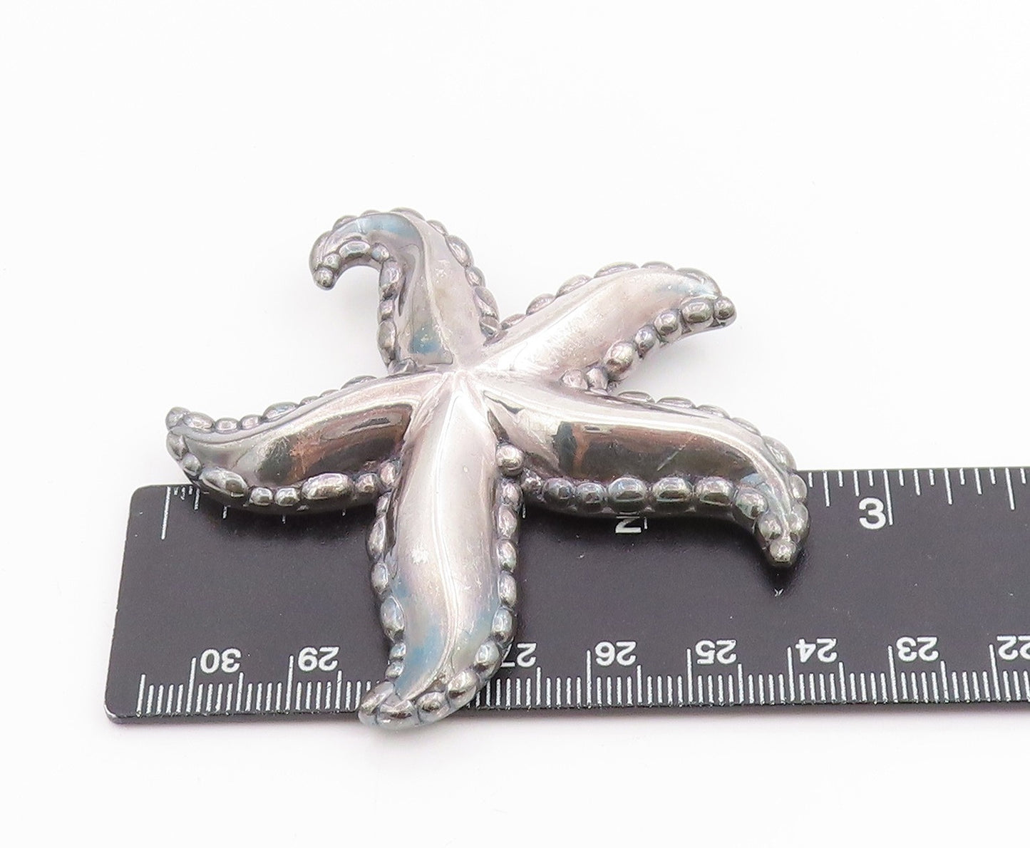925 Sterling Silver Vintage Brooch Solid Beaded Ocean Starfish Design  BP11990
