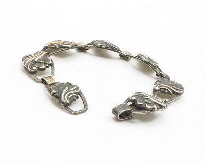 FIR MUNKSGAARD DENMARK 925 Silver Vintage Floral Swirl Chain Bracelet BT4903
