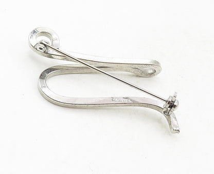 925 Sterling Silver  Vintage Shiny Smooth Letter U Initial Brooch Pin  BP3514