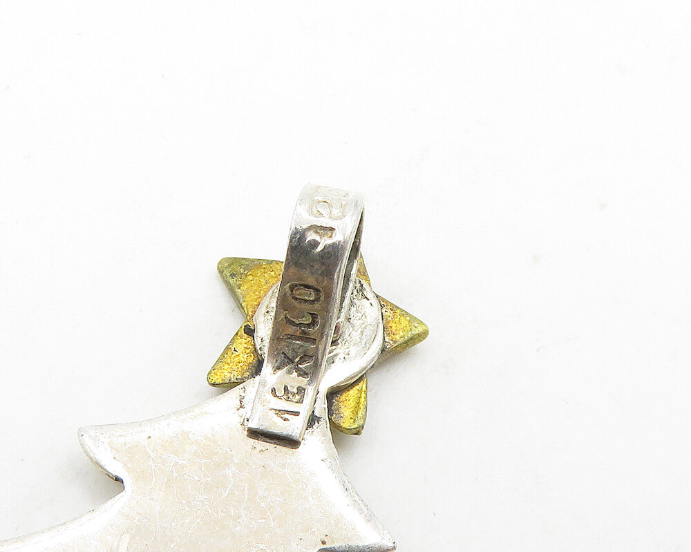MEXICO 925 Sterling Silver  Vintage Two Tone Christmas Tree Brooch Pin  BP7404