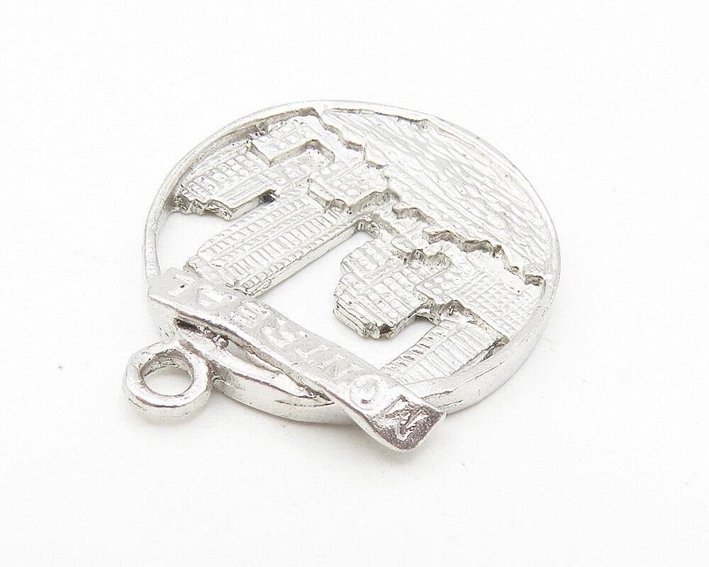 925 Sterling Silver  Vintage Shiny Montreal City Scene Drop Pendant  PT8723