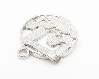 925 Sterling Silver  Vintage Shiny Montreal City Scene Drop Pendant  PT8723