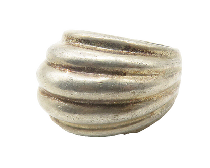 925 Sterling Silver Vintage Smooth Fluted Dome Design Band Ring Sz 8 RG11530