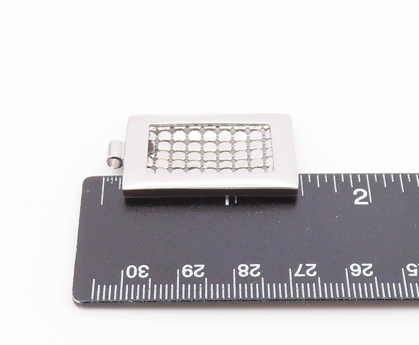 925 Sterling Silver  Shiny Polished Circle Square Slide Pendant  PT12126