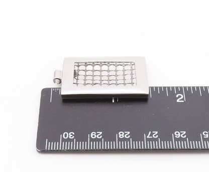 925 Sterling Silver  Shiny Polished Circle Square Slide Pendant  PT12126