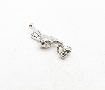 925 Sterling Silver  Vintage Petite Shiny Flamingo Bird Motif Pendant  PT6903