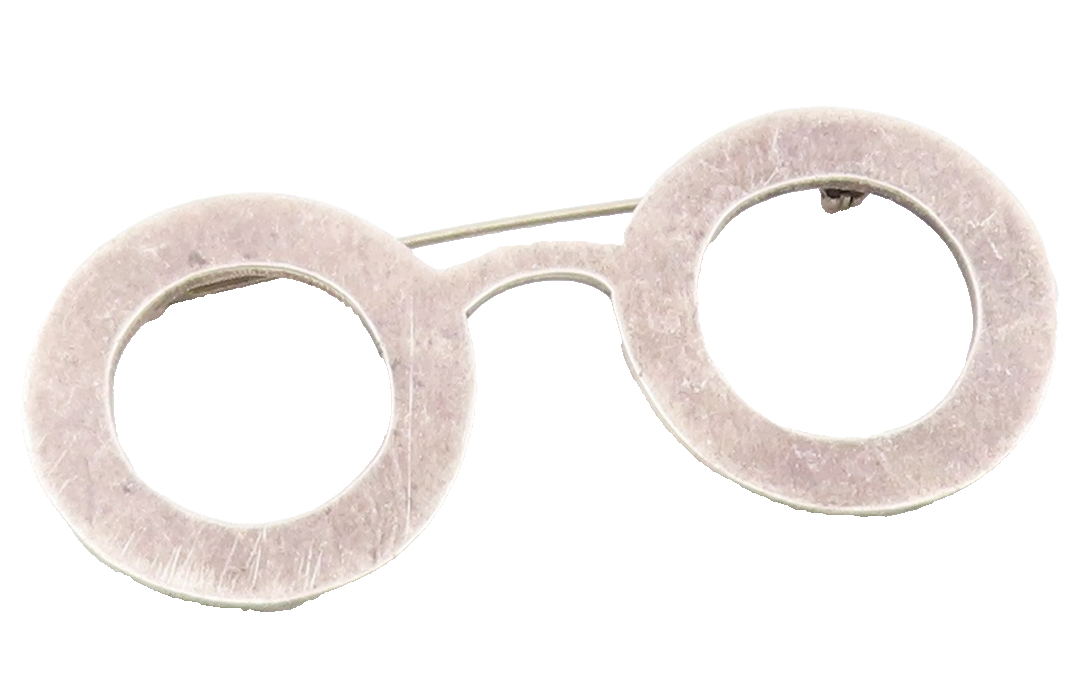 MEXICO 925 Sterling Silver  Vintage Smooth Spectacles Motif Brooch Pin  BP6587