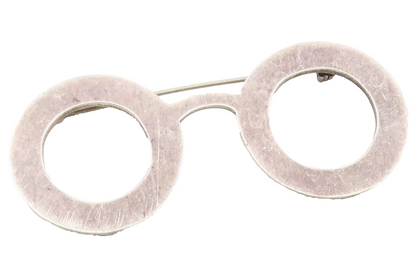 MEXICO 925 Sterling Silver  Vintage Smooth Spectacles Motif Brooch Pin  BP6587