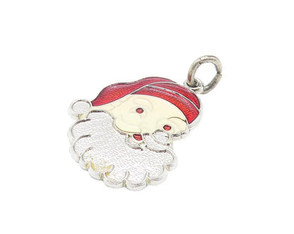 925 Sterling Silver  Vintage Petite Enamel Coated Santa Clause Pendant  PT9240