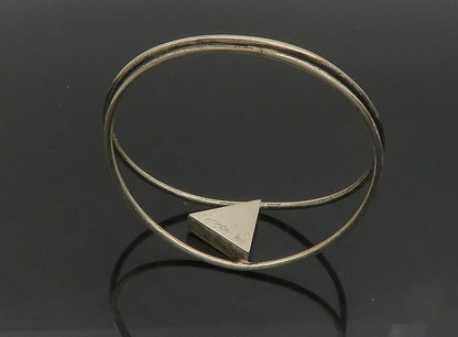 925 Silver  Vintage Black Onyx & Turquoise Modernist Bangle Bracelet  BT9197