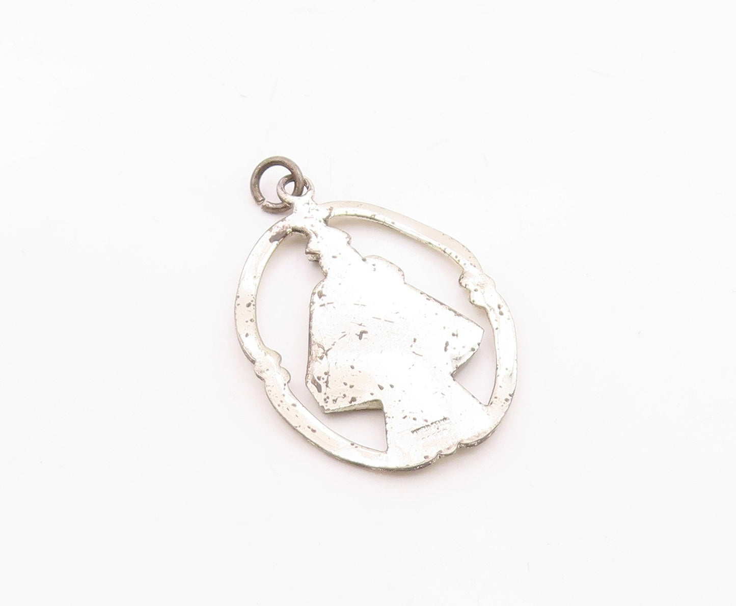 925 Sterling Silver  Vintage Shiny Religious Cross Figure Pendant  PT19600