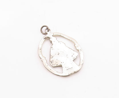 925 Sterling Silver  Vintage Shiny Religious Cross Figure Pendant  PT19600