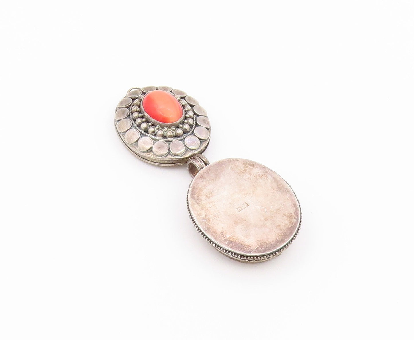 925 Sterling Silver Vintage Pendant Classic Cat Eye Oval Locket OPENS  PT26472