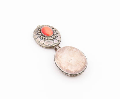 925 Sterling Silver Vintage Pendant Classic Cat Eye Oval Locket OPENS  PT26472