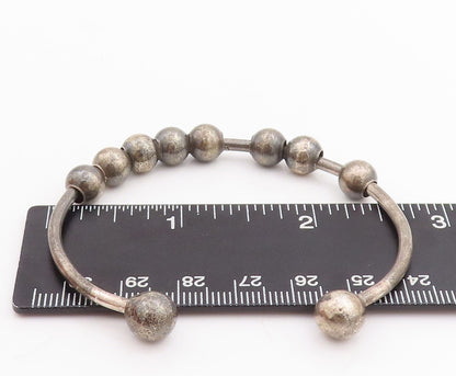 925 Sterling Silver Vintage Bracelet Minimalist Movable Beaded Cuff  BT10706