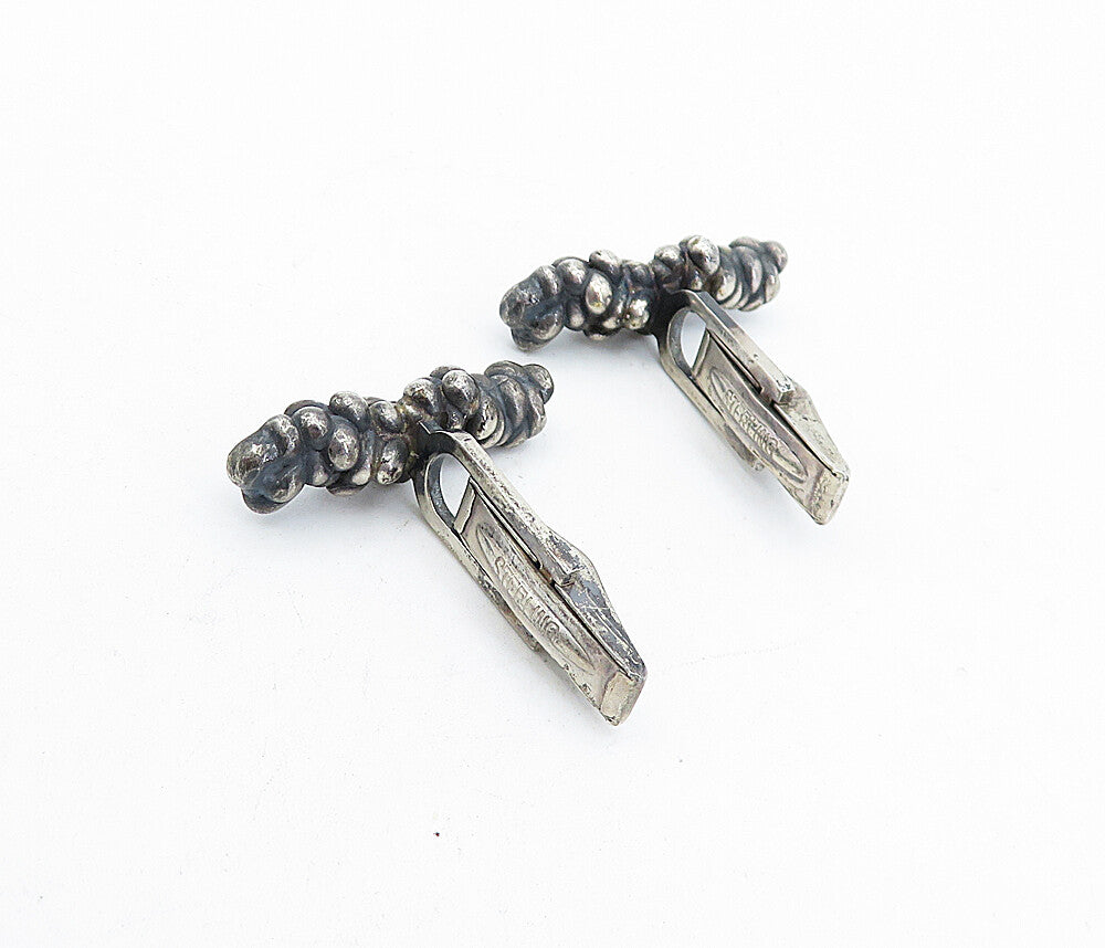 925 Sterling Silver  Vintage Antique Oxidized Sculpted Cuff Links  TR1085