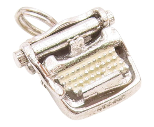 925 Sterling Silver  Vintage Petite Old Fashioned Typewriter Pendant  PT17153