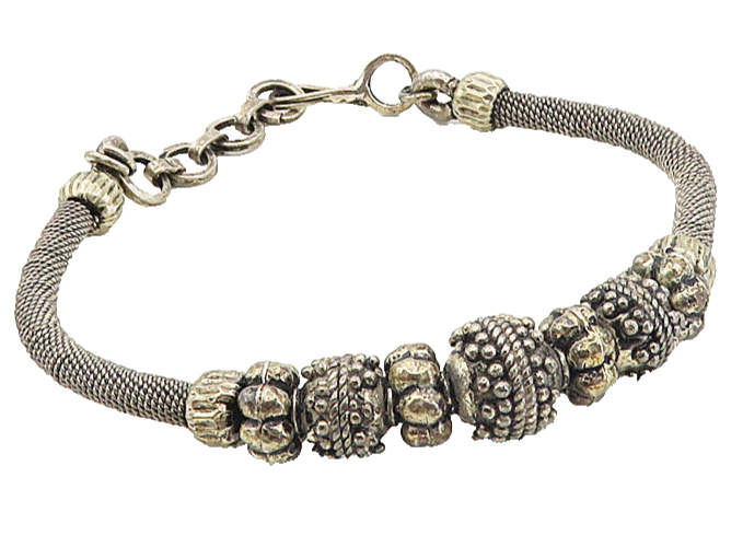 925 Sterling Silver  Vintage Antique Beaded Wire Twist Bangle Bracelet  BT3976