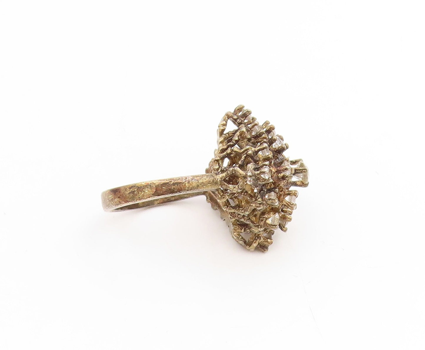 925 Sterling Silver Vintage Ring PANETTA Topaz Cluster Snowflake  Sz 7  RG34690