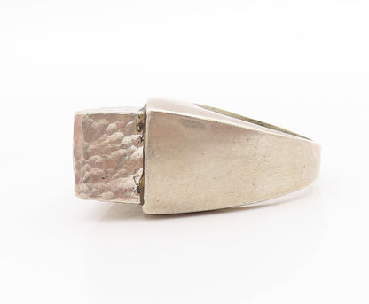 925 Sterling Silver Vintage Ring Geometric Hammered Band Heavy  Sz 8  RG33559