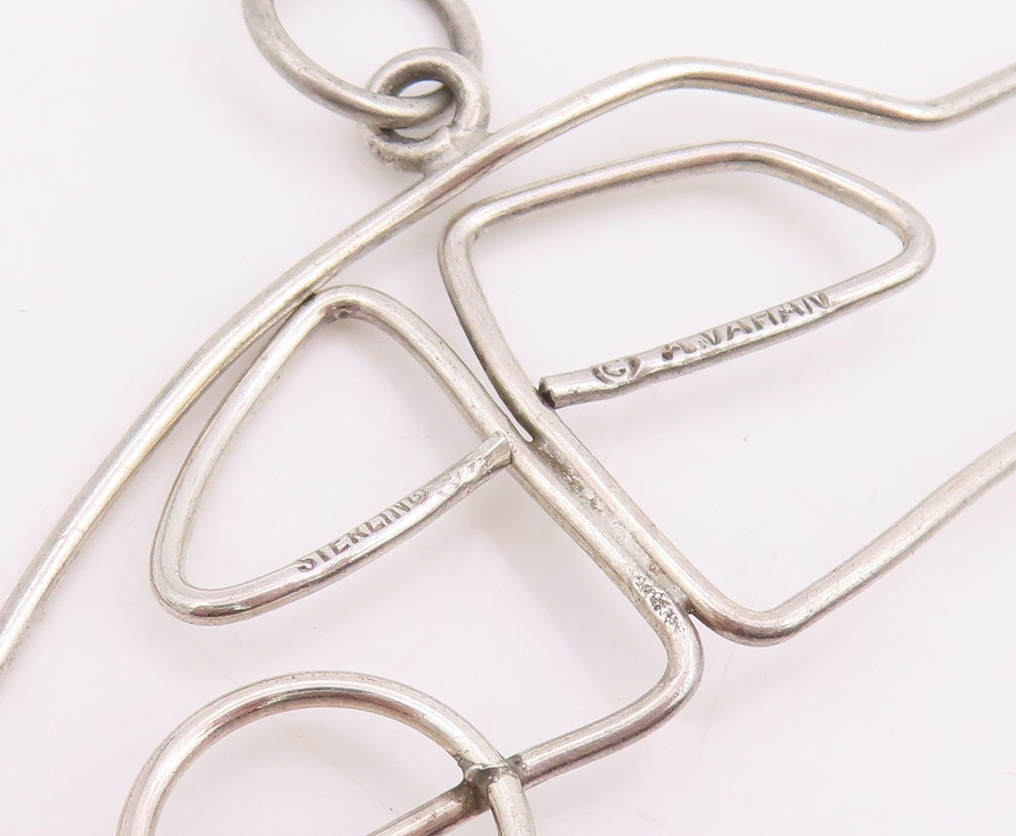 925 Sterling Silver Vintage Pendant ALWAND VAHAN Classic Wireframe Car  PT25853