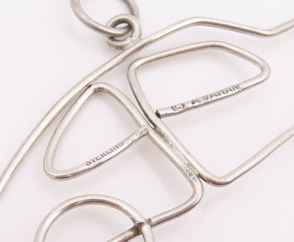 925 Sterling Silver Vintage Pendant ALWAND VAHAN Classic Wireframe Car  PT25853