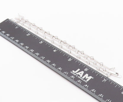925 Sterling Silver Vintage Bracelet Round CZ & Stick Three Bands  BT11149