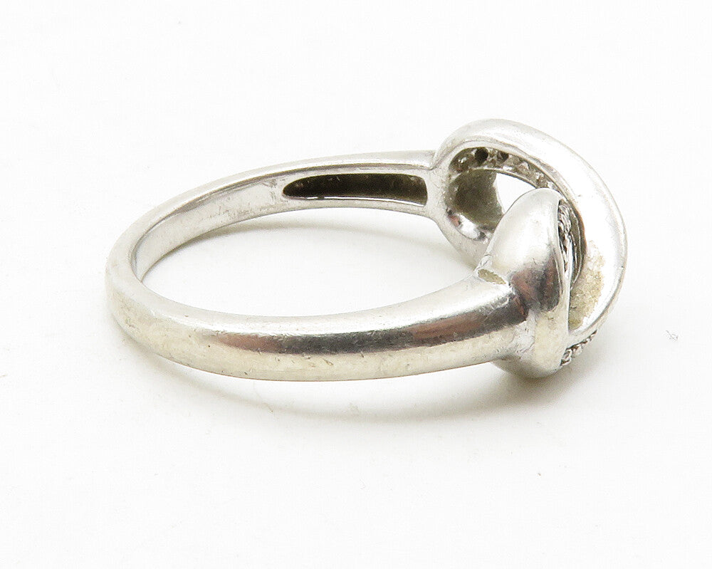 925 Silver  Vintage Genuine Black & White Diamonds Band Ring Sz 7  RG13644