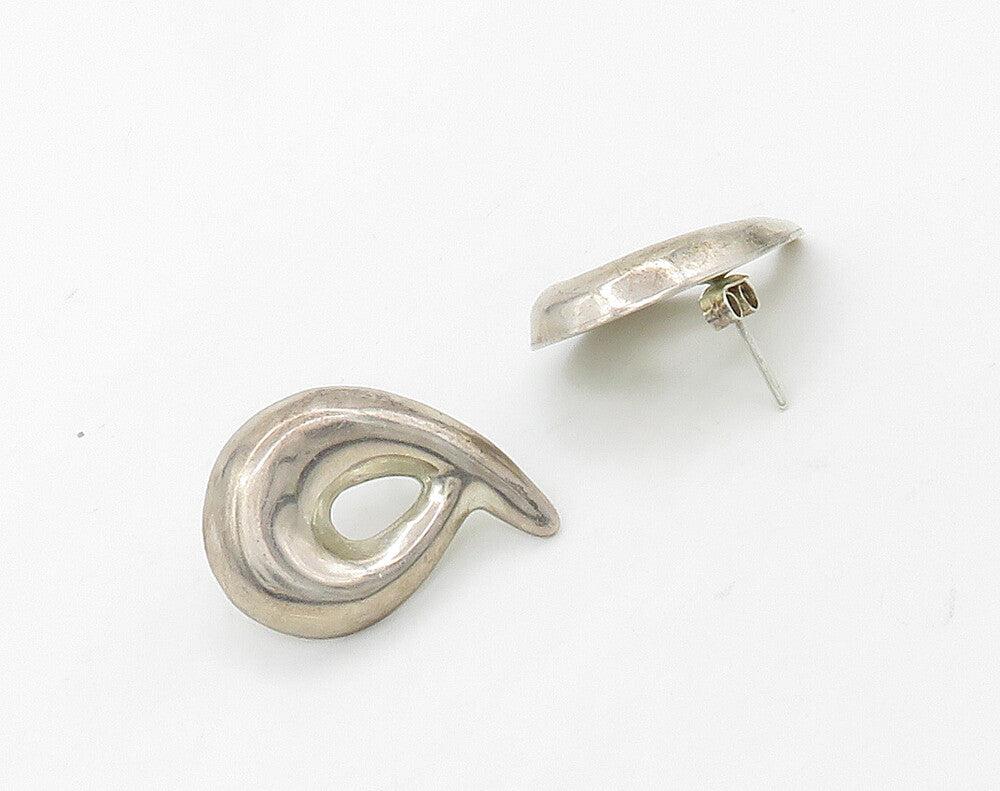 MEXICO 925 Sterling Silver  Vintage Shiny Smooth Swirl Drop Earrings  EG8303