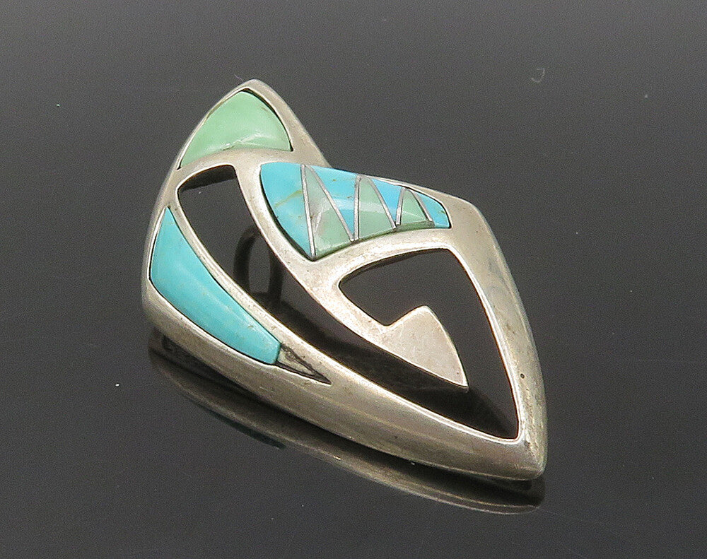 CAROLYN POLLACK RELIOS 925 Silver  Vintage Turquoise Cutout Pendant  PT11972