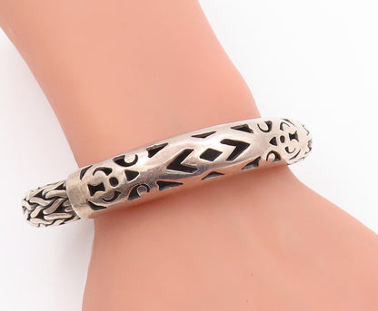 925 Sterling Silver Vintage Bracelet Braided Scrollwork Statement Cuff  BT11469