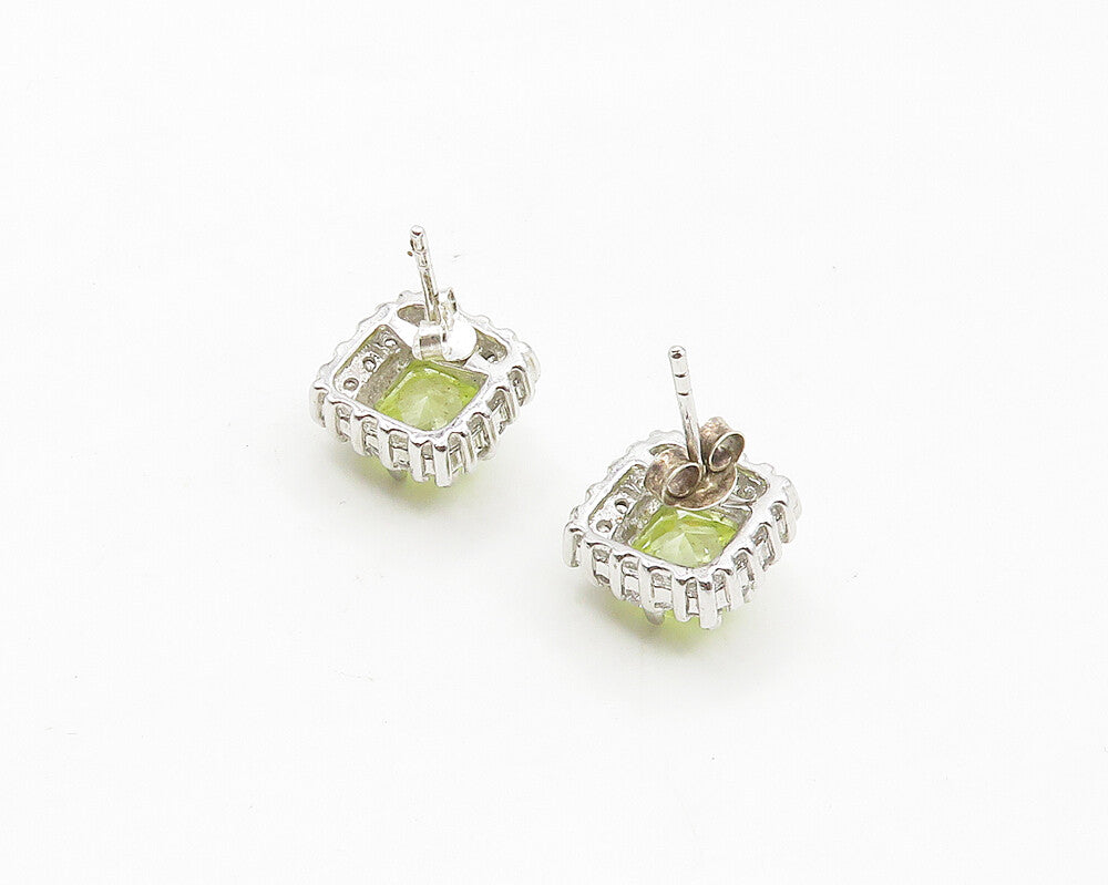 925 Sterling Silver   Sparkling Green Cubic Zirconia Stud Earrings  EG8927