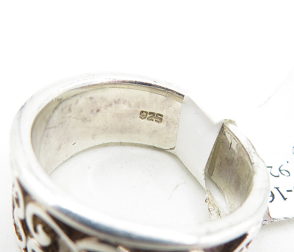 925 Sterling Silver  Vintage Infinity Love Heart Pattern Band Ring Sz 8 RG4562