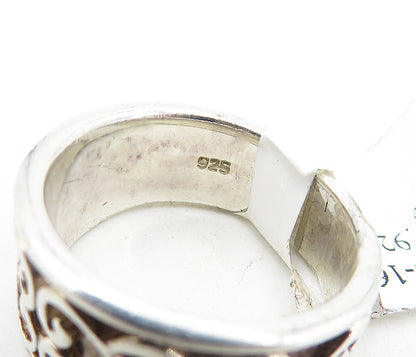 925 Sterling Silver  Vintage Infinity Love Heart Pattern Band Ring Sz 8 RG4562