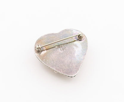 MEXICO 925 Sterling Silver  Vintage Love Heart Twist Dome Brooch Pin  BP3117